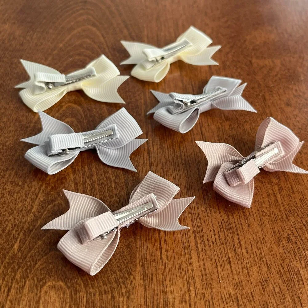 Neutral pastel bow hair clips NWOT